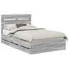 vidaXL Struttura del letto con cassetto Grigio Sonoma 120 x 190 cm