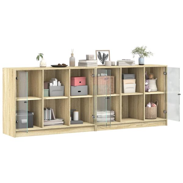 vidaXL Libreria con Ante Rovere Sonoma 204x37x75 cm Legno Multistrato
