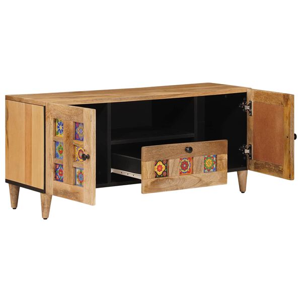 vidaXL Mobile TV Naturale 105 x 33,5 x 46 cm Legno di mango massello