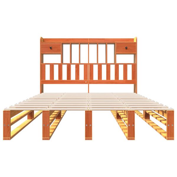 vidaXL Letto Libreria senza Materasso Marrone Cera 150x200 cm in Pino