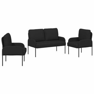 vidaXL Set divani 3 pcs Nero 115 x 56 x 80 cm Legno compensato