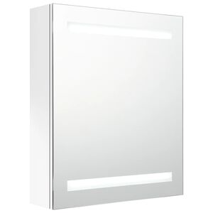 vidaXL Armadietto Bagno con Specchio e LED Bianco Lucido 50x14x60 cm