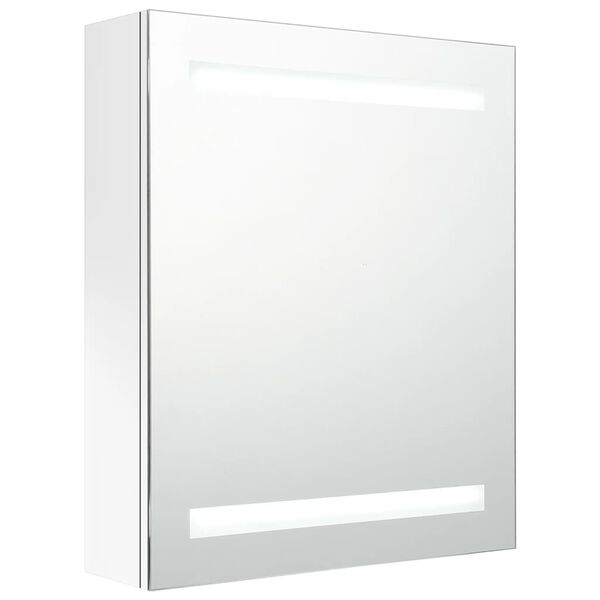 vidaXL Armadietto Bagno con Specchio e LED Bianco Lucido 50x14x60 cm