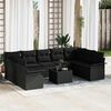vidaXL Set Divano da Giardino con cuscino 10 pcs Nero polyrattan