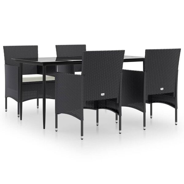 vidaXL Set da Pranzo da Giardino 5 pz con Cuscini Nero