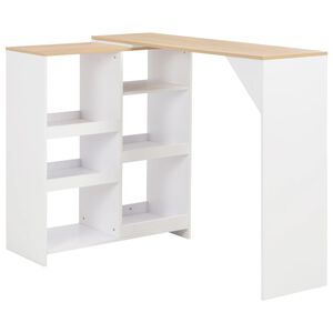 vidaXL Tavolo da Bar con Scaffale Mobile Bianco 138x39x110 cm