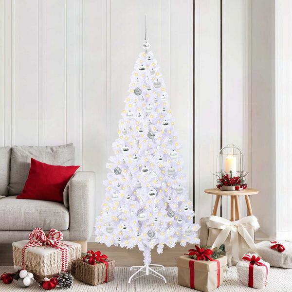 vidaXL Albero di Natale artificiale Bianco 180 cm PVC e Acciaio