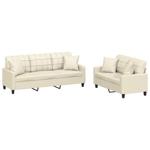 vidaXL Set di Divani 2 pz con Cuscini Crema in Similpelle