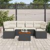 vidaXL Set Divano da Giardino con cuscino 7 pcs Nero Poly Rattan