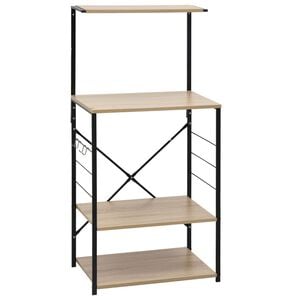 vidaXL Mobile Microonde Nero e Rovere 60x39,6x123cm Legno Multistrato