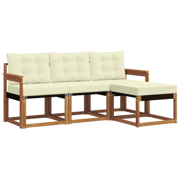 vidaXL Set di divani da esterno con cuscino 4 pcs Naturale e Crema