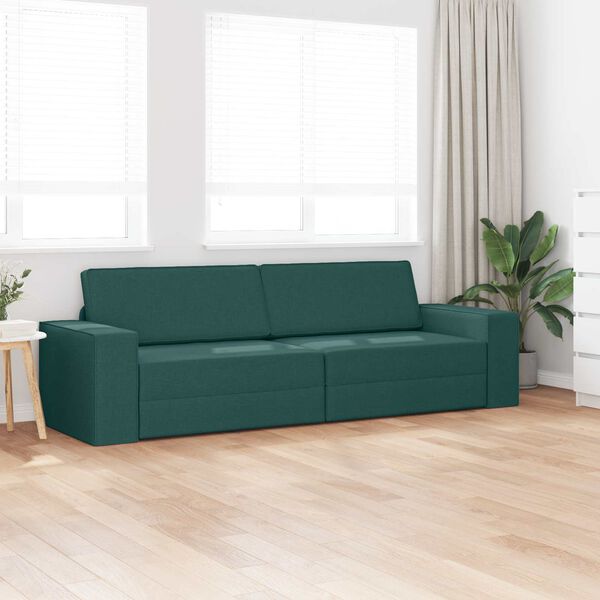 vidaXL Divano letto 200cm Verde Scuro Tessuto