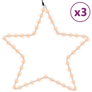 vidaXL Figure Natalizie Stelle con 48 LED 3 pz Bianco Caldo 56 cm