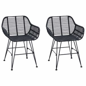 vidaXL Sedia da pranzo 2 pz Rattan e Ferro Nero 55 x 50 x 74 cm