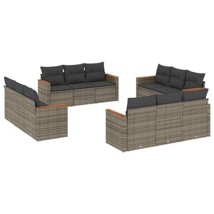 vidaXL Set Divani da Giardino 12 pz con Cuscini Grigio in Polyrattan