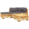 vidaXL Set Divani da Giardino 4 pz con Cuscini Legno Massello di Teak