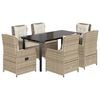 vidaXL Set da Pranzo da Giardino 7 pz con Cuscini Beige in Polyrattan