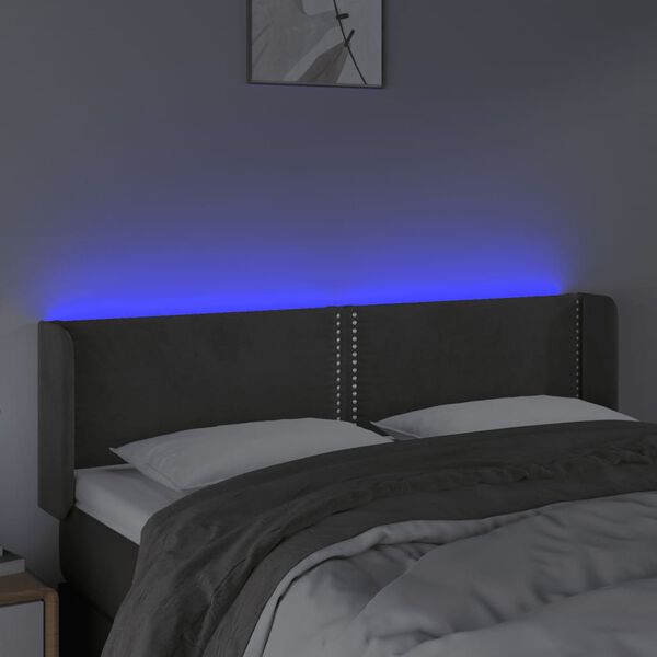 vidaXL Testiera a LED Grigio Scuro 147x16x78/88 cm in Velluto