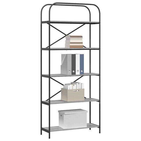 vidaXL Libreria Grigio Sonoma 80 x 30 x 183 cm Legno multistrato