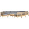 vidaXL Set Divani da Giardino 11 pz con Cuscini Grigi Massello di Pino