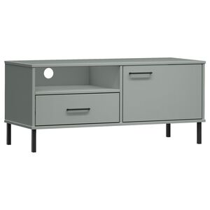 vidaXL Mobile TV con Gambe Metallo Grigio Legno Massello di Pino OSLO