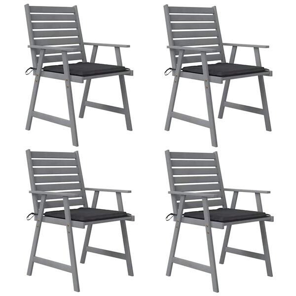 vidaXL Sedie Pranzo per Esterni con Cuscini 4 pz Legno Massello Acacia