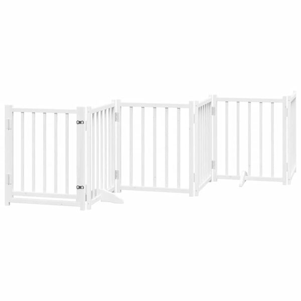 vidaXL Cancello Cani Porta Pieghevole Bianco 15 Pannelli 750 cm Pioppo