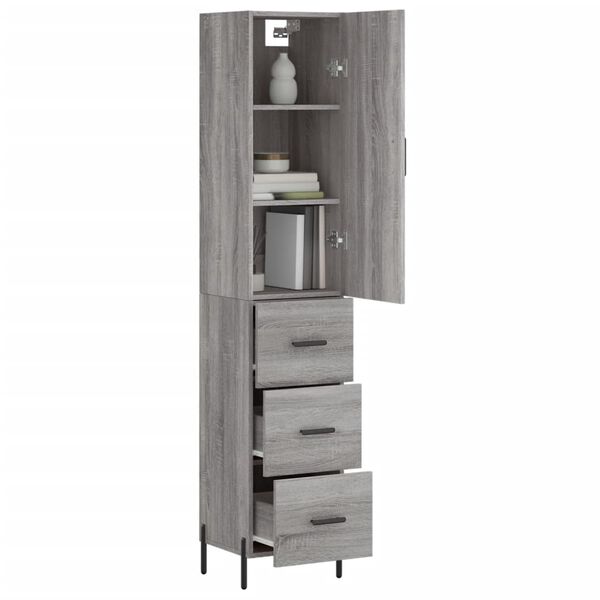 vidaXL Credenza Grigio Sonoma 34,5x34x180 cm in Legno Multistrato