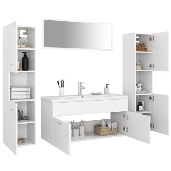 vidaXL Set Mobili da Bagno Bianco in Truciolato