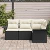 vidaXL Set Divano da Giardino con archiviazione 4 pcs Nero polyrattan