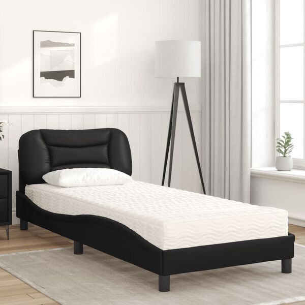 vidaXL Letto con Materasso Hvar Nero 80x200 cm in Similpelle