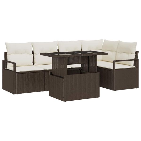vidaXL Set Divano da Giardino 6 pcs Marrone e crema polyrattan