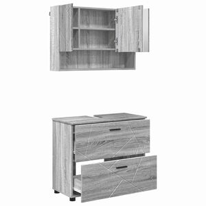 vidaXL Set di mobili per il bagno 2 pz Grigio Sonoma 76,5 x 35 x 64 cm