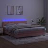 vidaXL Letto a Molle con Materasso e LED Rosa 160x200 cm in Velluto