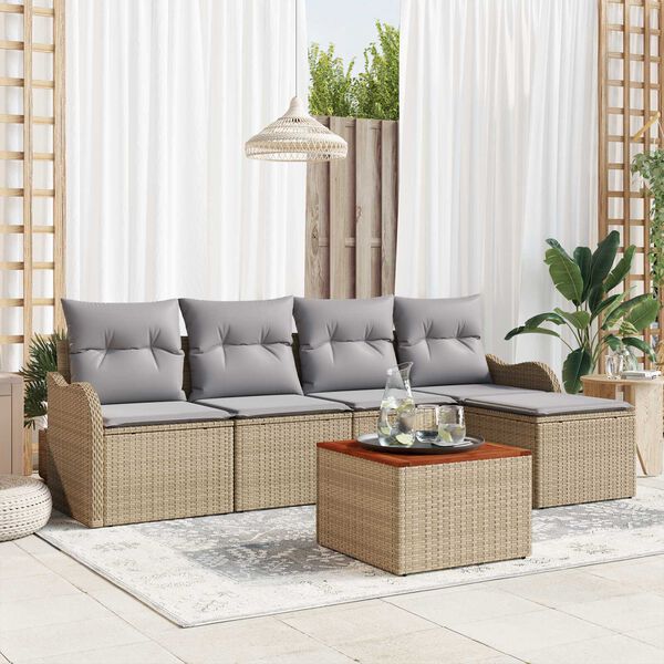 vidaXL Set Divano da Giardino 6 pcs beige e grigio chiaro