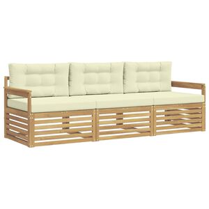 vidaXL Set di divani da esterno 3 pz Bianco e Crema Poliestere