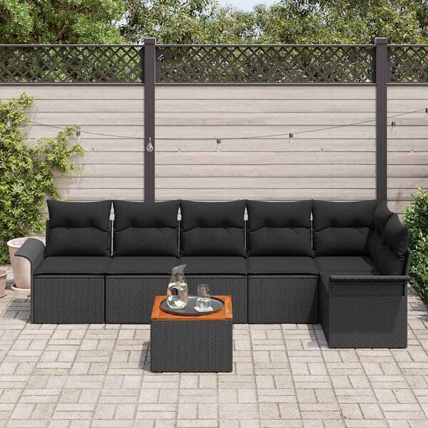 vidaXL Set Divano da Giardino con cuscino con archiviazione 7 pcs Nero