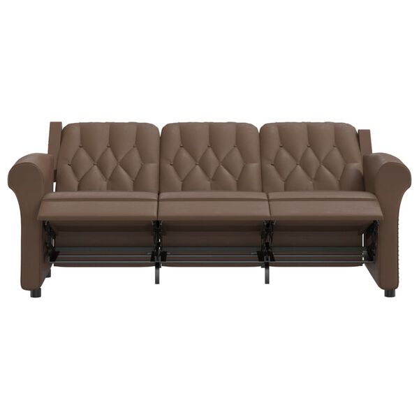 vidaXL Poltrona Massaggiante Reclinabile 3 Posti Marrone in Similpelle