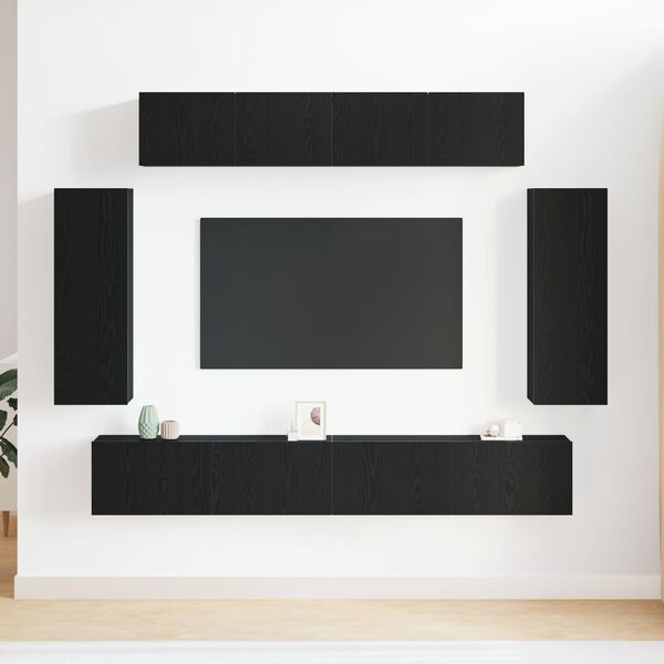 vidaXL Set mobile TV 6 pcs Rovere Nero 100 x 30 x 30 cm