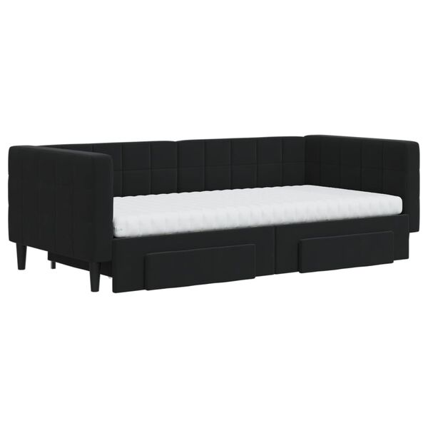 vidaXL Divano Letto Estraibile con Cassetti Nero 90x190 cm in Velluto