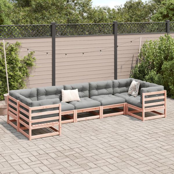 vidaXL Set Divani Giardino 7 pz Cuscini Legno Massello Abete Douglas