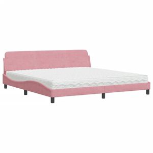 vidaXL Letto con Materasso Dover Rosa 200x200 cm in Velluto