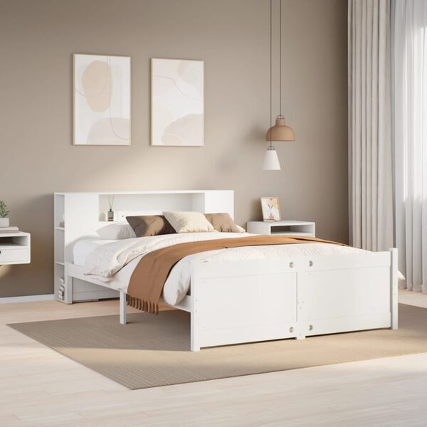 vidaXL Letto Libreria senza Materasso Bianco 160x200 cm Legno di Pino