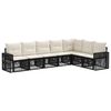 vidaXL Set Divano da Giardino 7 pcs Nero e Bianco Crema polyrattan