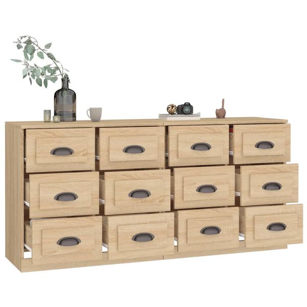 vidaXL Credenze 2 pz Rovere Sonoma in Legno Multistrato