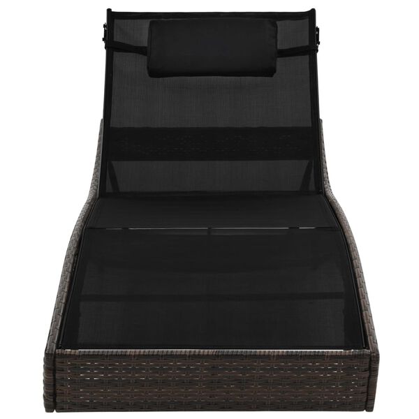 vidaXL Lettino Prendisole con Cuscino in Polyrattan Marrone