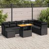 vidaXL Set Divani da Giardino 9 pz con Cuscini Nero in Polyrattan