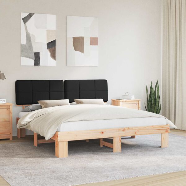 vidaXL Letto con Testiera Rivestita Nero 180 x 200 cm Pino massello