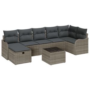 vidaXL Set di divani con cuscino con archiviazione Grigio polyrattan