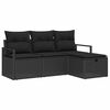 vidaXL Set Divano da Giardino con cuscino 4 pcs Nero Poly Rattan